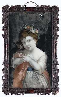 EARLY 19TH CENTURY A EUROPEAN-SUBJECT REVERSE GLASS PAINTING